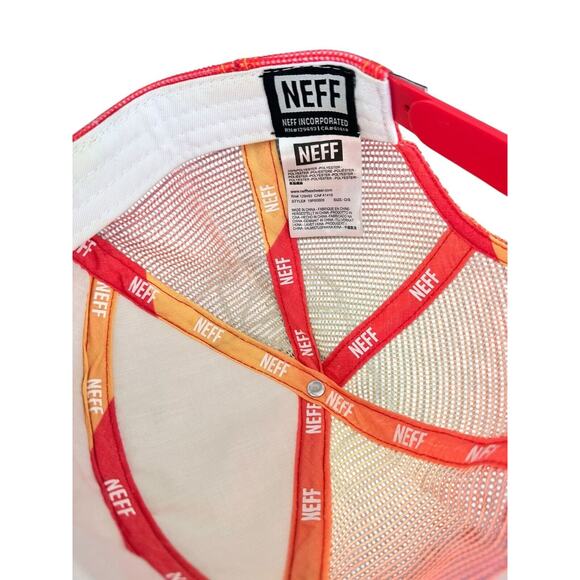 Neff Trucker Hat Snapback Gradient‎ Red Yellow Mesh Cap Adjustable Pre-Owned - Picture 4 of 6